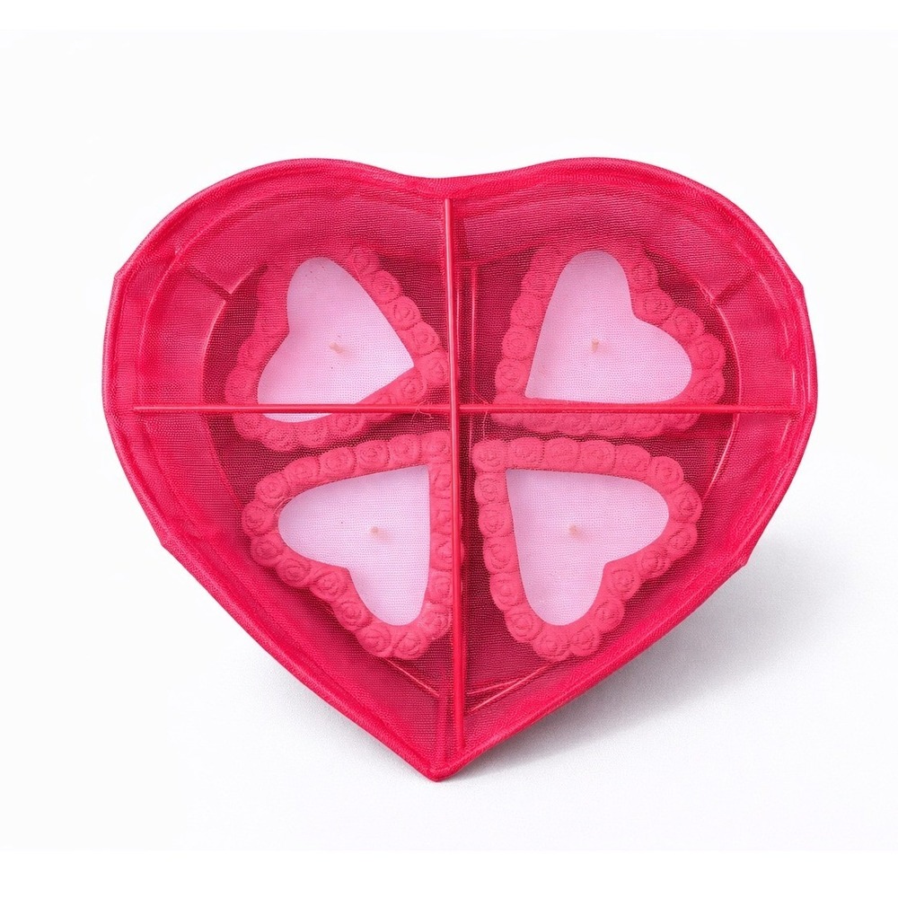 Vintage Valentine Heart Candle Set Gift Box 4‎ Candles Heart Box Decor